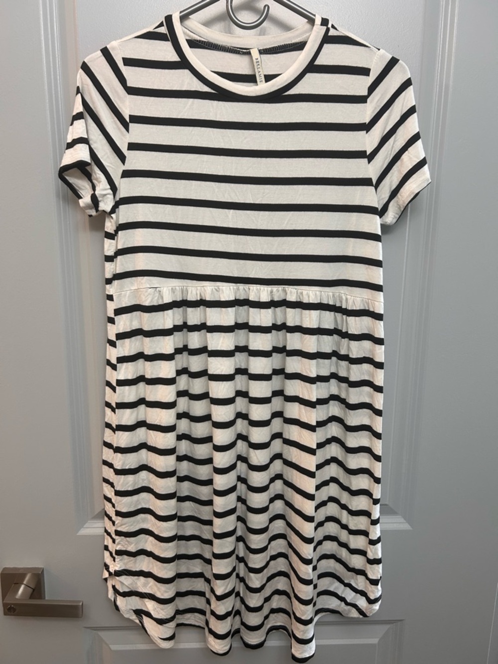 Black & White Striped Short Sleeve Dress